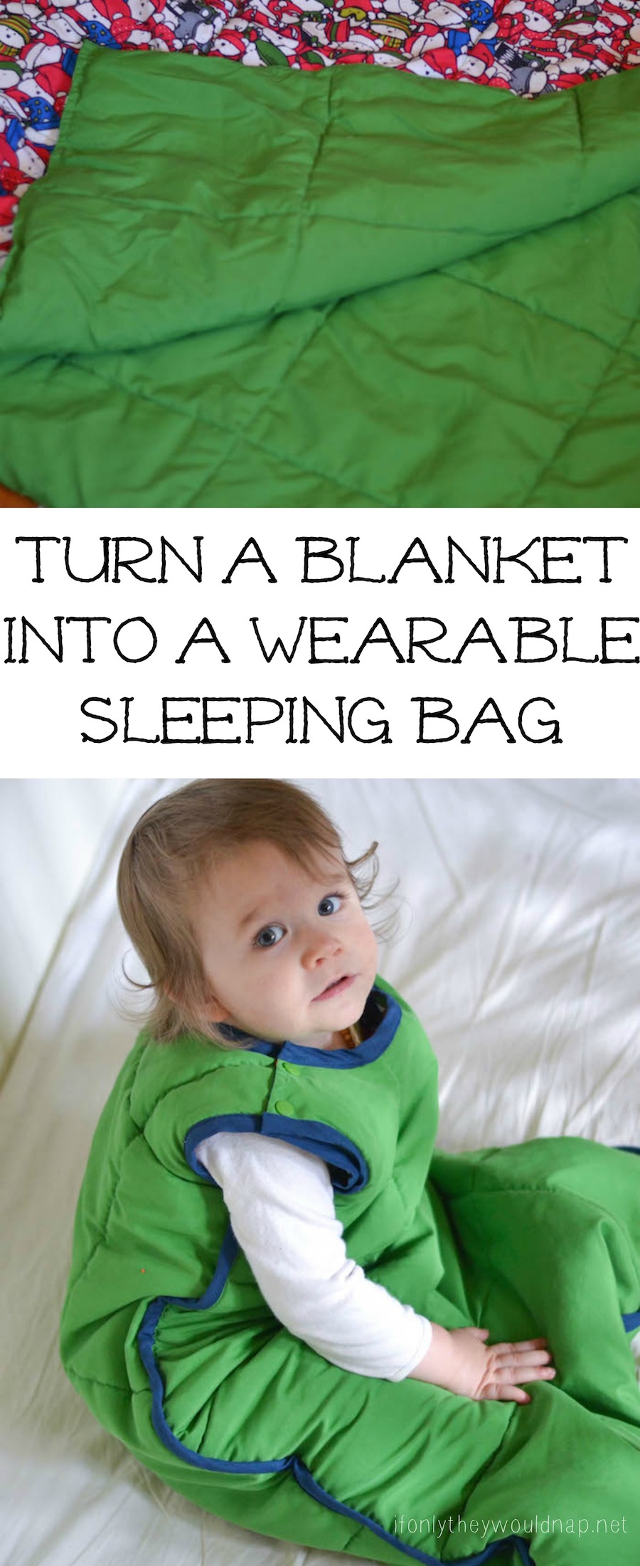 Turn a blanket into a wearable sleeping bag